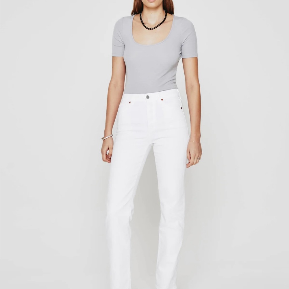 Ag Adriano Goldschmied White Straight Leg Jeans